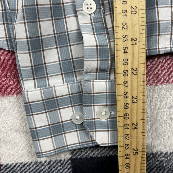 Mizzen Main Shirt Mens M Gray Check Leeward Classic No Tuck Button Prep Stretch - Picture 7 of 9